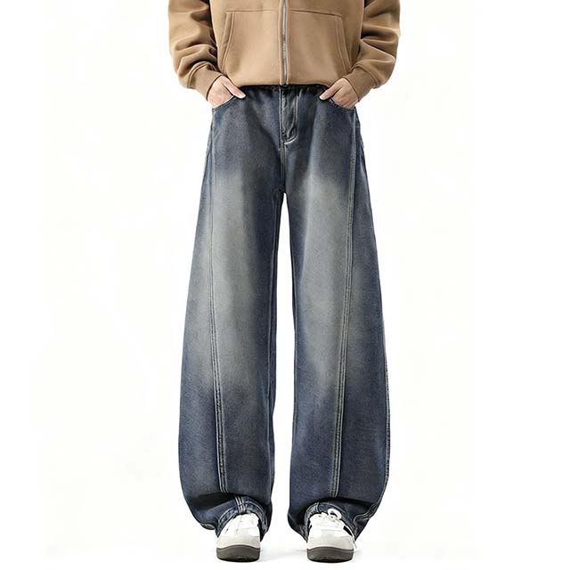 Men Custom Straight Wide-Leg Baggy Long Scimitar Denim Jeans