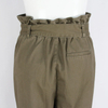 Women's Cotton Ruffle High Rise Cropped Harem Pants with Belt
